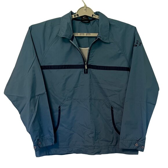 Retro Y2K Nike Blue Half-Zip Windbreaker Pullover Jacket Size Women's M - Picture 1 of 7